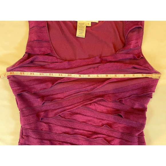 Max Studio Womens Sheath Dress Textured Shutter Pleat Sleeveless Purple SZ Small - Picture 4 of 6
